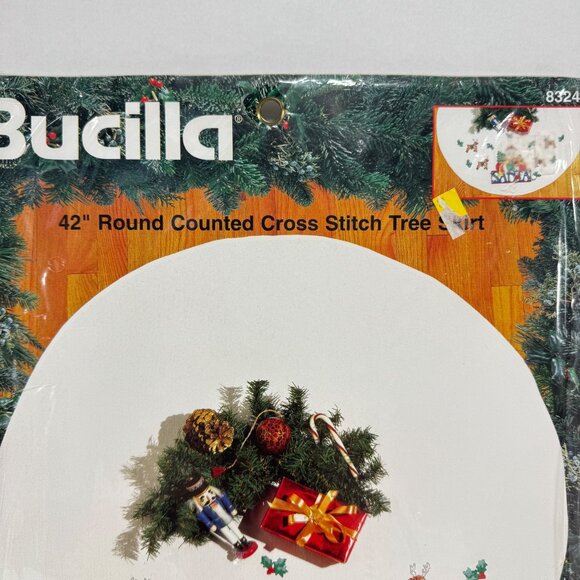 Bucilla Christmas Tree Skirt Kit 42" Cross Stitch Santa Claus Reindeer Toys - Picture 4 of 5